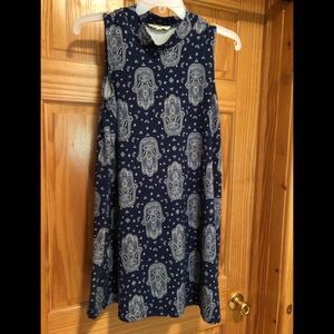 Navy Blue High Neck Shift Dress Size S